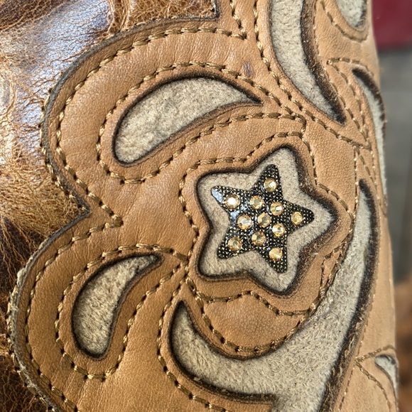 Corral Sand Maipo Swarovski Crystal Horseshoe Inlay Boots 7.5M - Picture 8 of 14